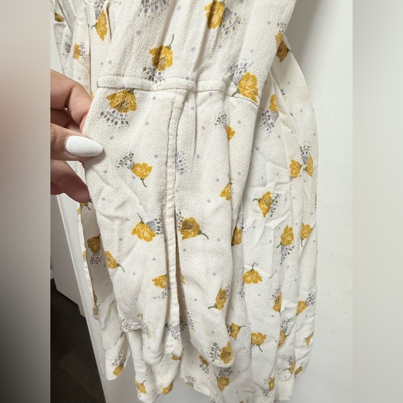 Free People 8 Teagan Floral Mini Dress Cut Out Yellow Floral Bell Sleeve Boho - Picture 4 of 11